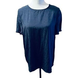 Ann Taylor Navy Blue Bird Design Pattern Print Shirt Sz M